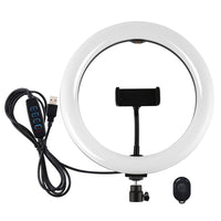 26cm Usb 3 Modes Dimmable Led Ring Light with Phone Clamp - Black