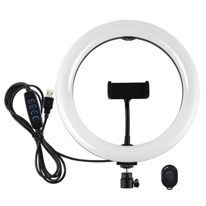 26cm Usb 3 Modes Dimmable Led Ring Light with Phone Clamp - Black