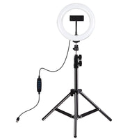 7.9 Led Ring Light with Tripod and Phone Clamp - 3 Modes Dual Colour Temperature Dimmable - Black