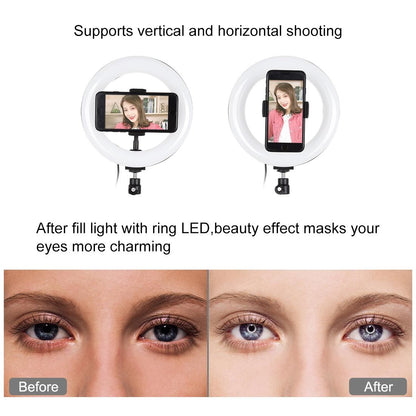 7.9 Led Ring Light with Tripod and Phone Clamp - 3 Modes Dual Colour Temperature Dimmable - Black