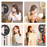 7.9 Led Ring Light with Tripod and Phone Clamp - 3 Modes Dual Colour Temperature Dimmable - Black