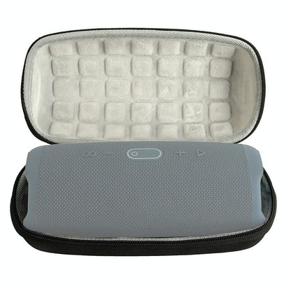 Portable Bluetooth Speaker Storage Box with Strap & Carabiner for Jbl Charge 5 - Black