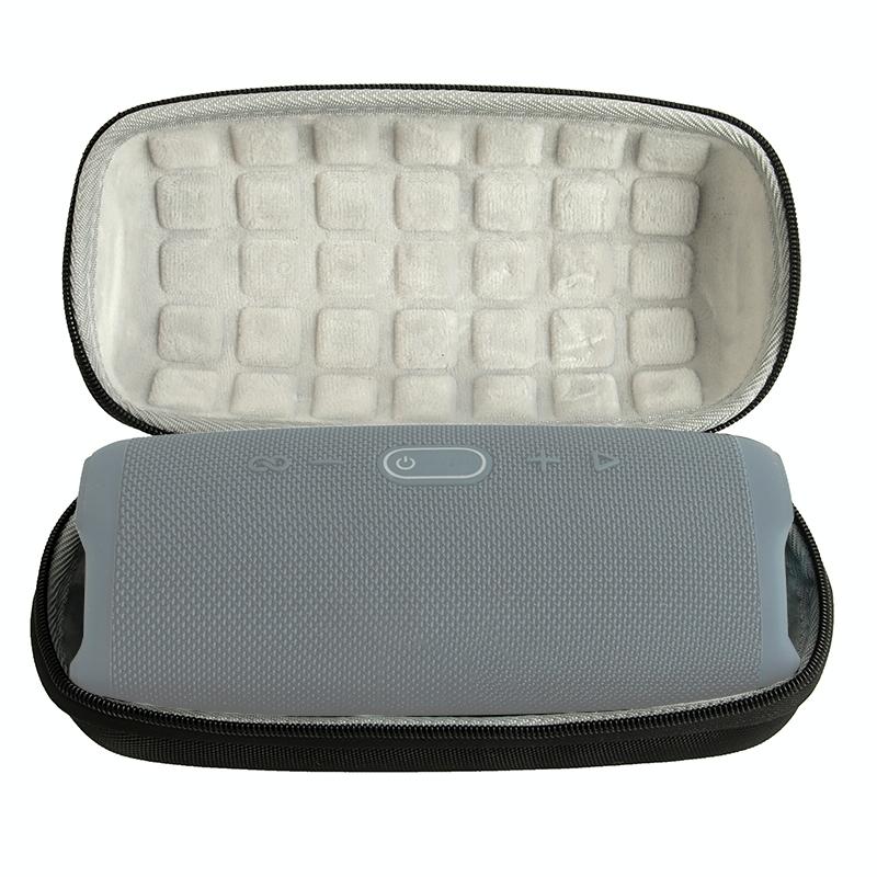 Portable Bluetooth Speaker Storage Box with Strap & Carabiner for Jbl Charge 5 - Black