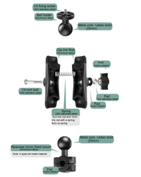 25mm Ball Head Motorcycle Mount for Gopro with Tripod Adapter