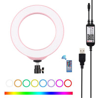 Dimmable 6.2 Usb Rgbw Led Ring Light with Cold Shoe Tripod & Remote - Black
