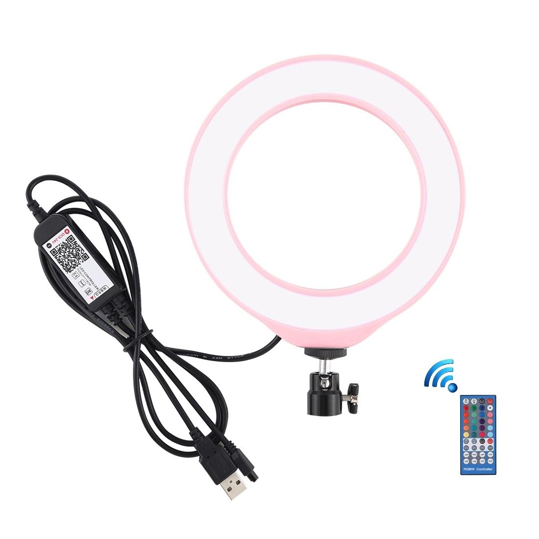 Dimmable 6.2 Usb Rgbw Led Ring Light with Cold Shoe Tripod & Remote - Black