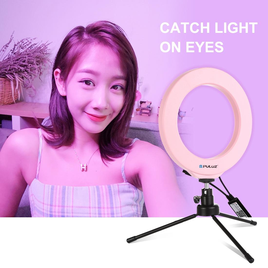 Dimmable 6.2 Usb Rgbw Led Ring Light with Cold Shoe Tripod & Remote - Black