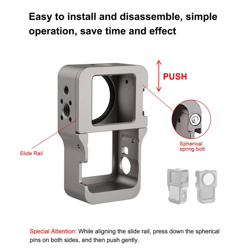 Aluminum Cage for Dji Action 2 - Cnc Alloy - Black