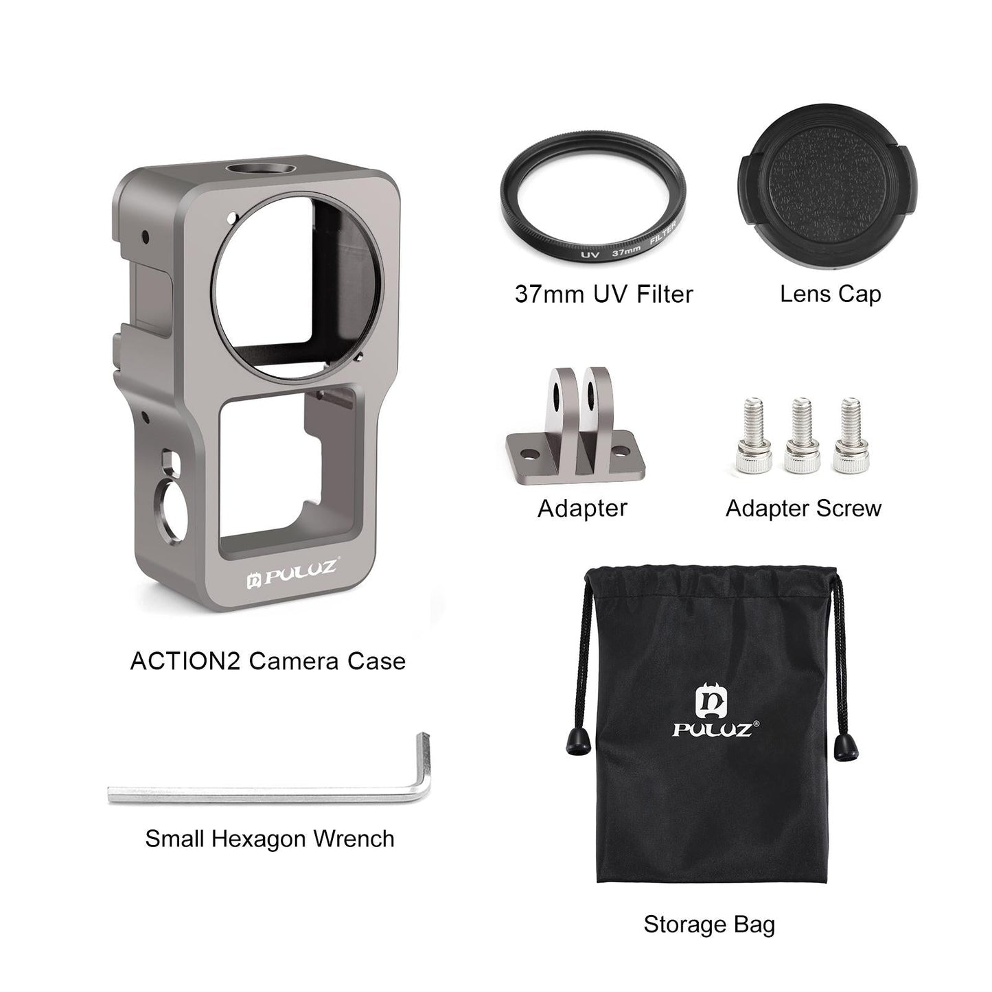 Aluminum Cage for Dji Action 2 - Cnc Alloy - Black