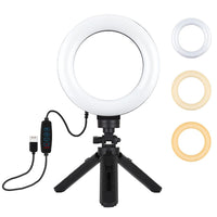 6.2 Led Ring Light with Usb 3 Modes Dimmable Vlogging Photography Video Pocket Tripod Mount Cold Shoe Ball Head Black