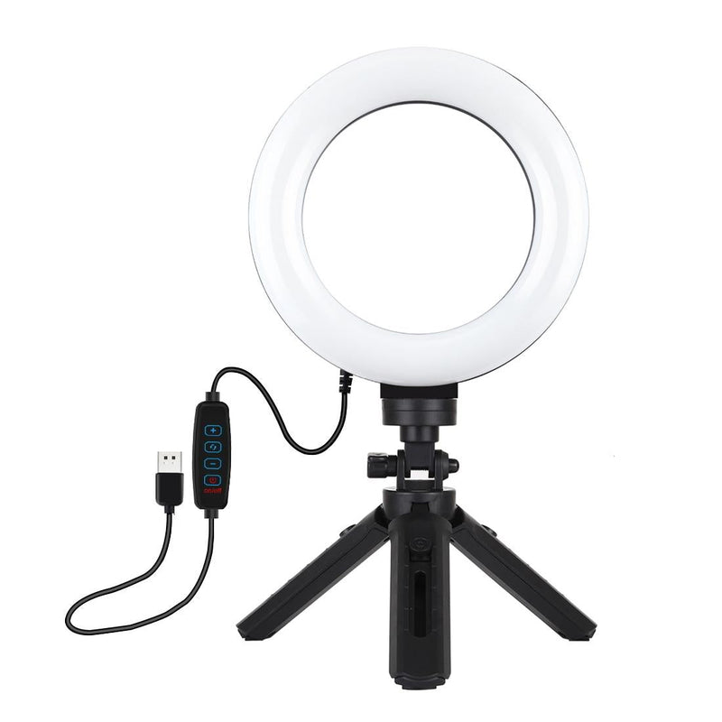 6.2 Led Ring Light with Usb 3 Modes Dimmable Vlogging Photography Video Pocket Tripod Mount Cold Shoe Ball Head Black