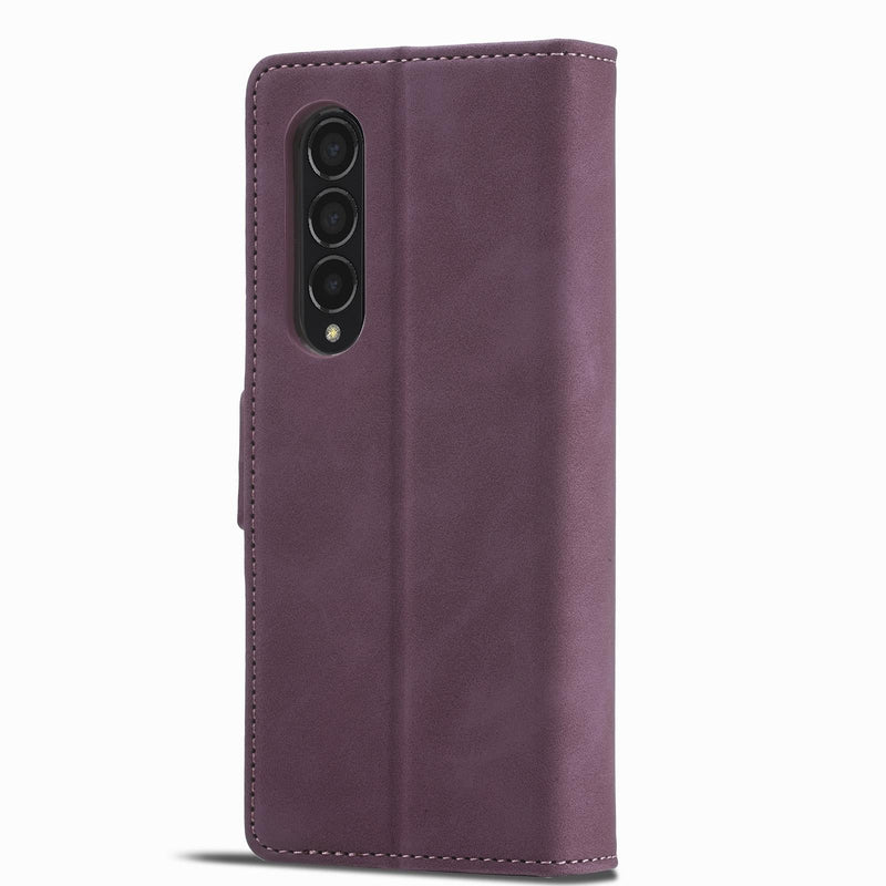 For Samsung Galaxy Z Fold4 5G Leather Dual Side Buckle Phone Cover - Wine Red