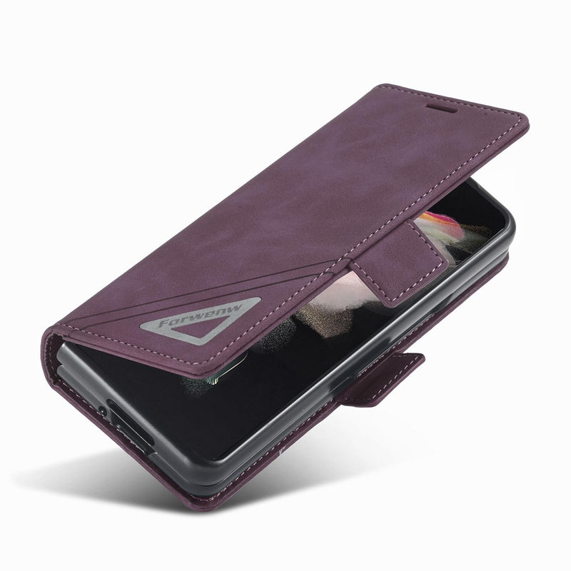 For Samsung Galaxy Z Fold4 5G Leather Dual Side Buckle Phone Cover - Wine Red