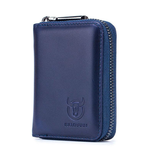 Men'S Leather Card Holder Casual Driver License Wallet - Dark Blue