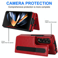 For Samsung Galaxy Z Fold4 5G Double Buckle Foldable Phone Case With Pen Slot - Red