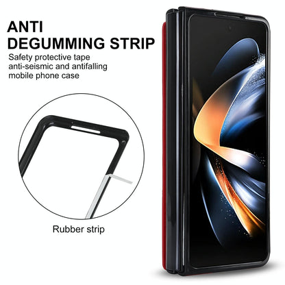 For Samsung Galaxy Z Fold4 5G Double Buckle Foldable Phone Case With Pen Slot - Red