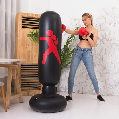 Vertical Inflatable Non-Tumbler Boxing Column - 160Cm Height - Black