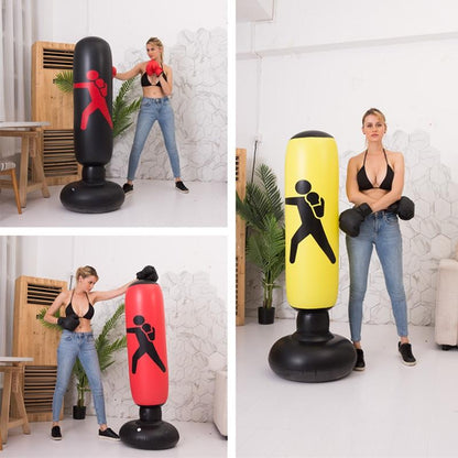 Vertical Inflatable Non-Tumbler Boxing Column - 160Cm Height - Black