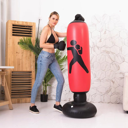 Vertical Inflatable Non-Tumbler Boxing Column - 160Cm Height - Black