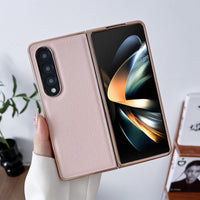 For Samsung Galaxy Z Fold4 5G Skyline Series Nano Electroplating Pu Case - Pink Gold