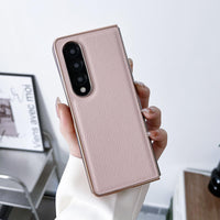For Samsung Galaxy Z Fold4 5G Skyline Series Nano Electroplating Pu Case - Pink Gold