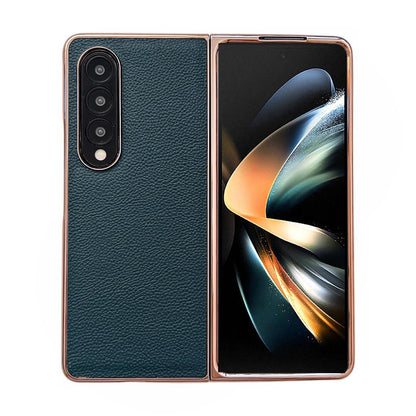 For Samsung Galaxy Z Fold4 5G Skyline Series Nano Electroplating Pu Case - Pink Gold