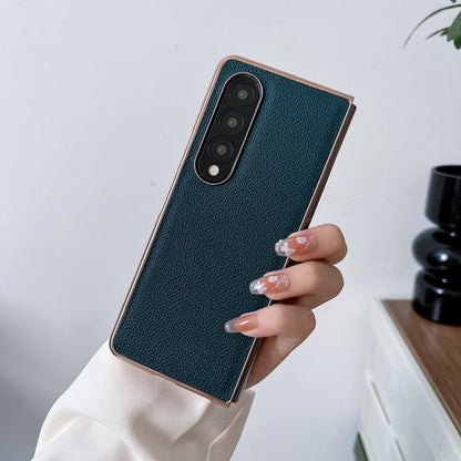 For Samsung Galaxy Z Fold4 5G Skyline Series Nano Electroplating Pu Case - Pink Gold