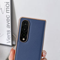 For Samsung Galaxy Z Fold4 5G Skyline Series Nano Electroplating Pu Case - Pink Gold
