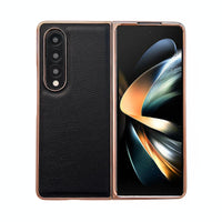 For Samsung Galaxy Z Fold4 5G Skyline Series Nano Electroplating Pu Case - Pink Gold