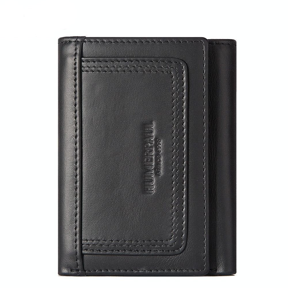 Rfid-blocking Leather Men Wallet with Multi-card Slots and Zipper Coin Pocket - Brown