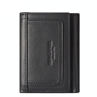 Rfid-blocking Leather Men Wallet with Multi-card Slots and Zipper Coin Pocket - Brown