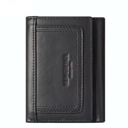 Rfid-blocking Leather Men Wallet with Multi-card Slots and Zipper Coin Pocket - Brown