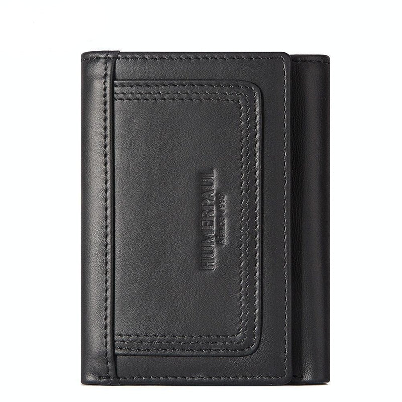 Rfid-blocking Leather Men Wallet with Multi-card Slots and Zipper Coin Pocket - Brown