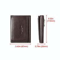 Rfid-blocking Leather Men Wallet with Multi-card Slots and Zipper Coin Pocket - Brown