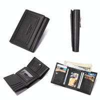 Rfid-blocking Leather Men Wallet with Multi-card Slots and Zipper Coin Pocket - Brown