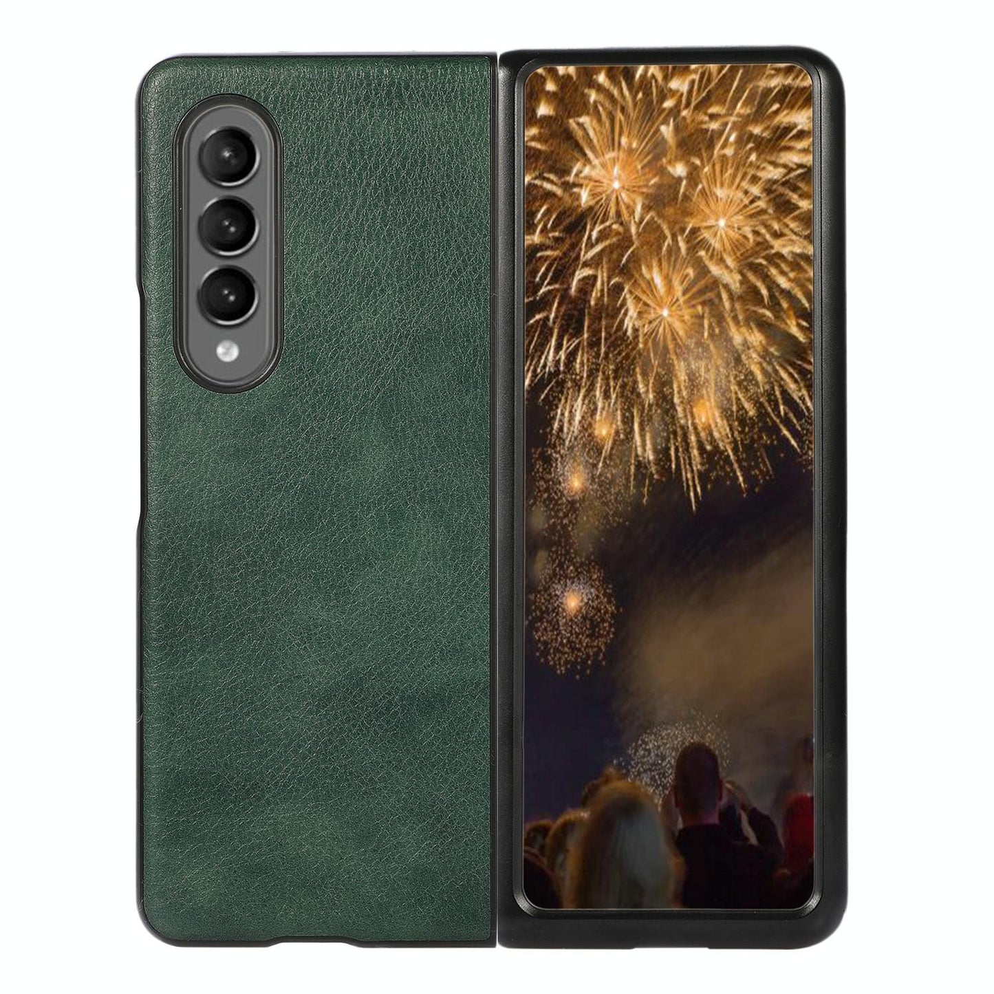 For Samsung Galaxy Z Fold4 5G Two Tone Litchi Pu Case - Slim & Stylish - Green