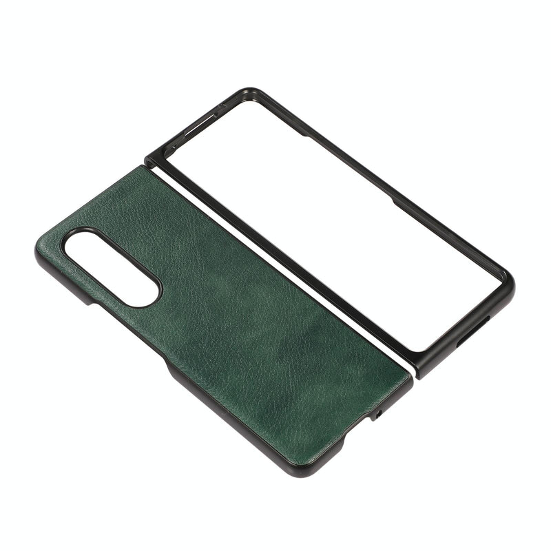 For Samsung Galaxy Z Fold4 5G Two Tone Litchi Pu Case - Slim & Stylish - Green