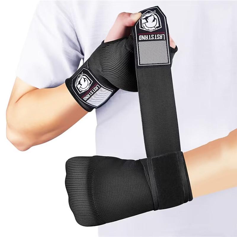 Protective Half Finger Boxing Gloves With Gel Padding And Wrist Support - One Size - Black