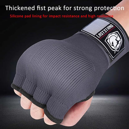 Protective Half Finger Boxing Gloves With Gel Padding And Wrist Support - One Size - Black