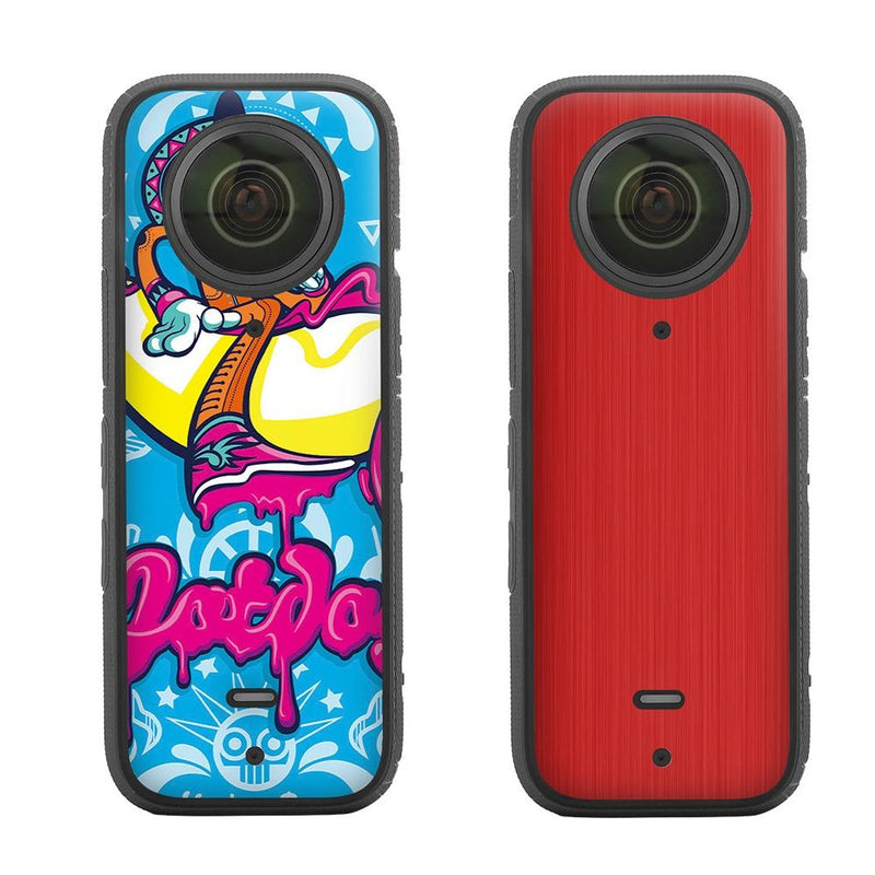 Protective Film Stickers for Dji Insta360 X3 Panoramic Camera - Polar Bear + Carbon Pattern Red