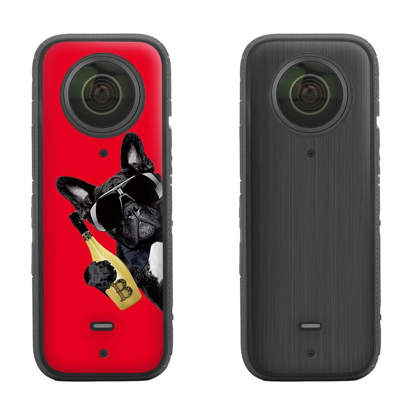 Protective Film Stickers for Dji Insta360 X3 Panoramic Camera - Polar Bear + Carbon Pattern Red