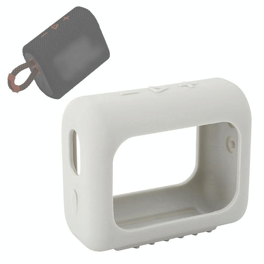 Portable Silicone Cover for Jbl Go3 Speaker with Carabiner - Silver Gray