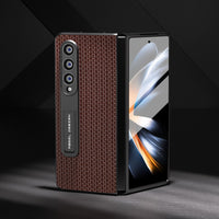 For Samsung Galaxy Z Fold4 5G Premium Leather Phone Case With Holder - Luxury Design - Royal Blue