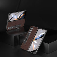 For Samsung Galaxy Z Fold4 5G Premium Leather Phone Case With Holder - Luxury Design - Royal Blue