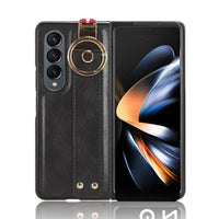 For Samsung Galaxy z Fold4 5G Leather Wristband Phone Case - Back Cover - Blue