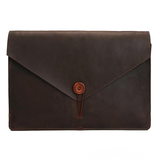 13.3 Genuine Leather Business Laptop Bag For Macbook Samsung Sony Dell Alienware Chuwi Asus Hp - Universal - Coffee
