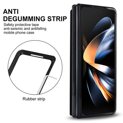 For Samsung Galaxy Z Fold4 5G Double Buckle Foldable Phone Case With Pen Slot - Rose Gold