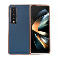 For Samsung Galaxy Z Fold4 5G Skyline Series Nano Electroplating Pu Case - Sky Blue