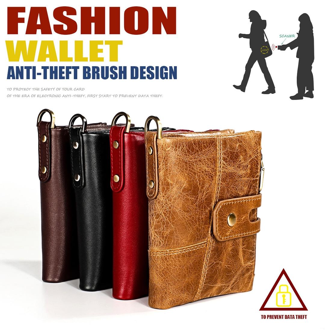 Men Rfid Leather Wallet with Card Slots - Coffee