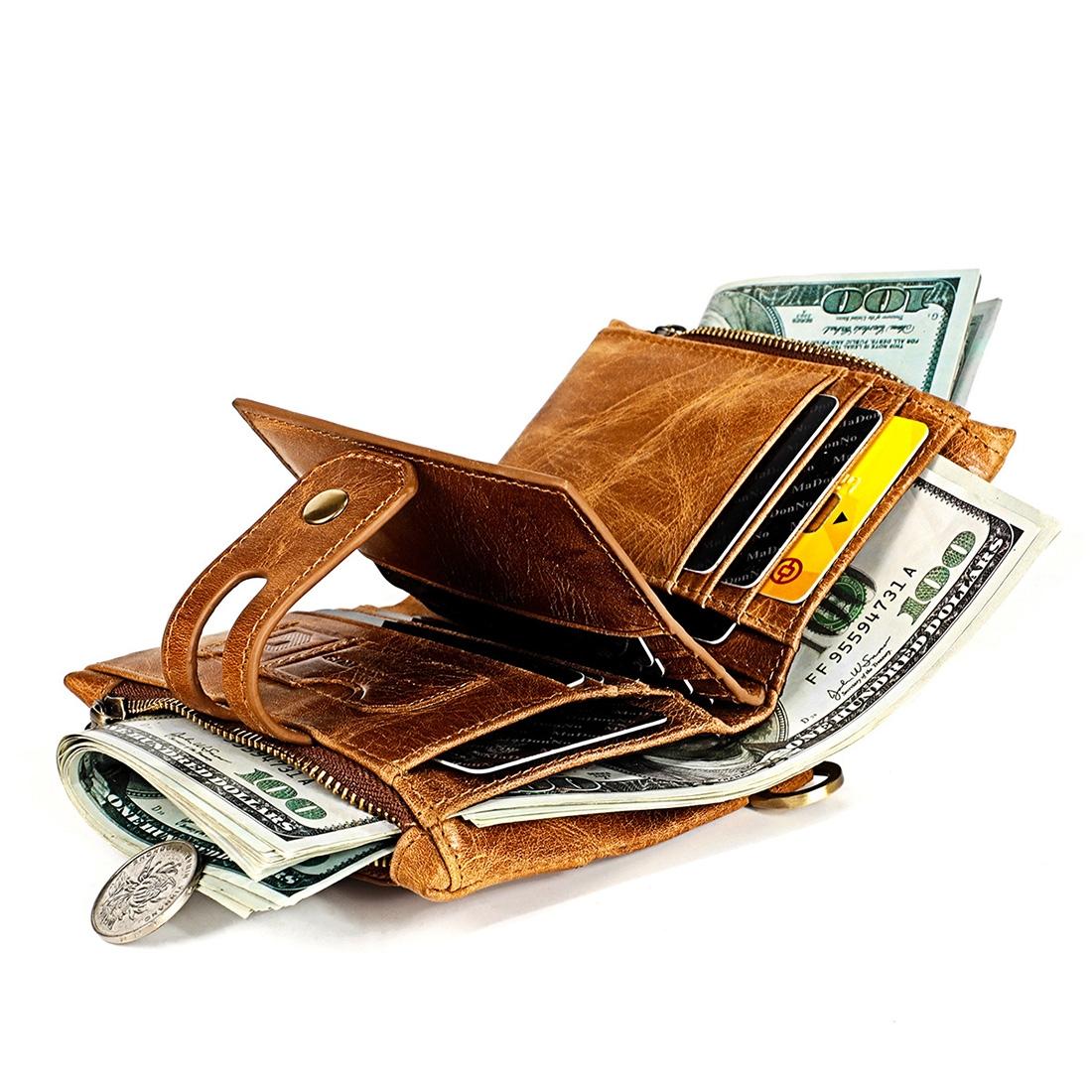 Men Rfid Leather Wallet with Card Slots - Coffee